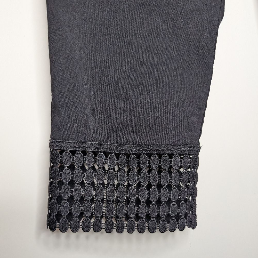 Zac & Rachel Womens Black Pull on Cropped Capris Pants with Ankle Details Size 8 - Picture 7 of 12